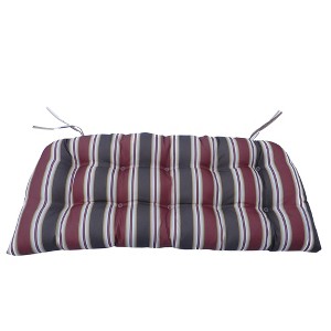 Northlight  19" Striped Tufted Outdoor Patio Wicker Furniture Cushions 3pc - Red/Black - 1 of 2