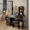 Okak Vanity Table with Full Body Mirror Cabinet and Round Mirror Dressing Table with Charging Station & Cushioned Stool for Apartment - 2 of 4