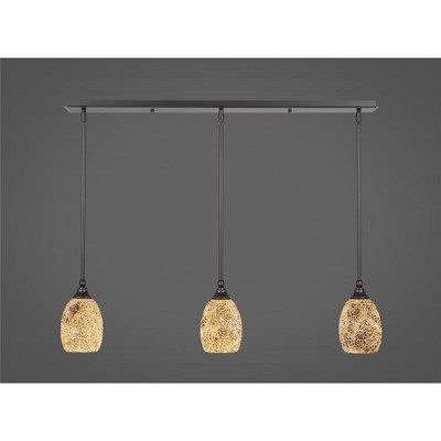 Toltec Lighting Any 3 - Light Chandelier in  Dark Granite with 5" Gold Fusion Shade