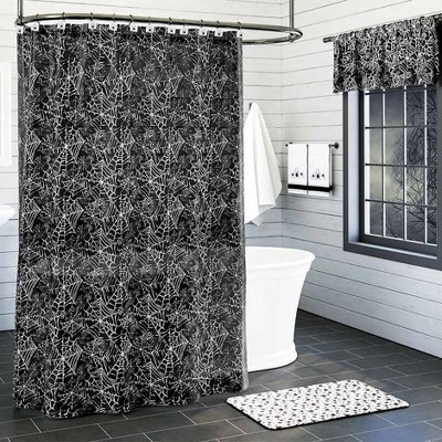 Black and White Spiderweb Memory Foam Bath Rug