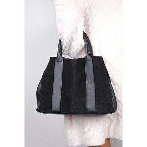 Thresh - Black Suede Leather Shoulder Bag (Women) | Forever & Always Shoes - 1 of 4