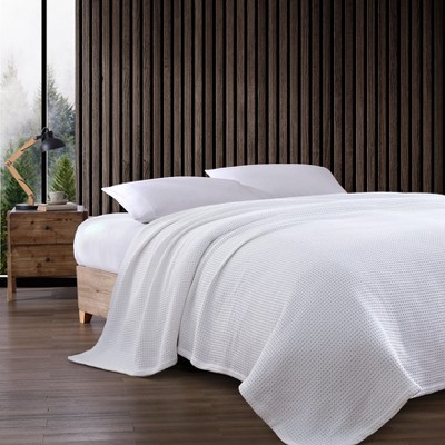 King White Organic Cotton Reversible Waffle Blanket