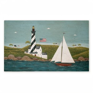 Stupell Industries Coastal Breeze Lighthouse Harbor Printed Outdoor Door Mat, design by Warren Kimble, 18"x30" - 1 of 4