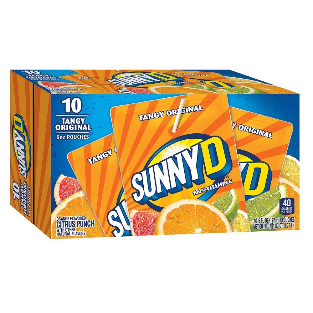 UPC 050200700002 product image for Sunny D Tangy Original Juice - 10pk/6 fl oz Pouches | upcitemdb.com