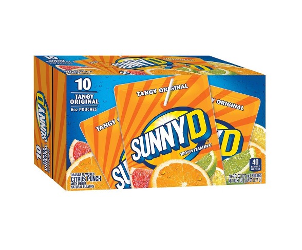 Sunny D Tangy Original Juice - 10pk/6 fl oz Pouches