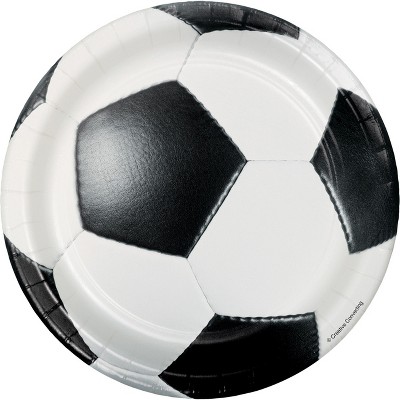 24ct Soccer Dessert Plates White