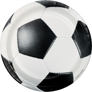 24ct Soccer Dessert Plates White - 1 of 3