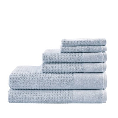 Linen Waffle Big Bath Towel Set Stone Blue