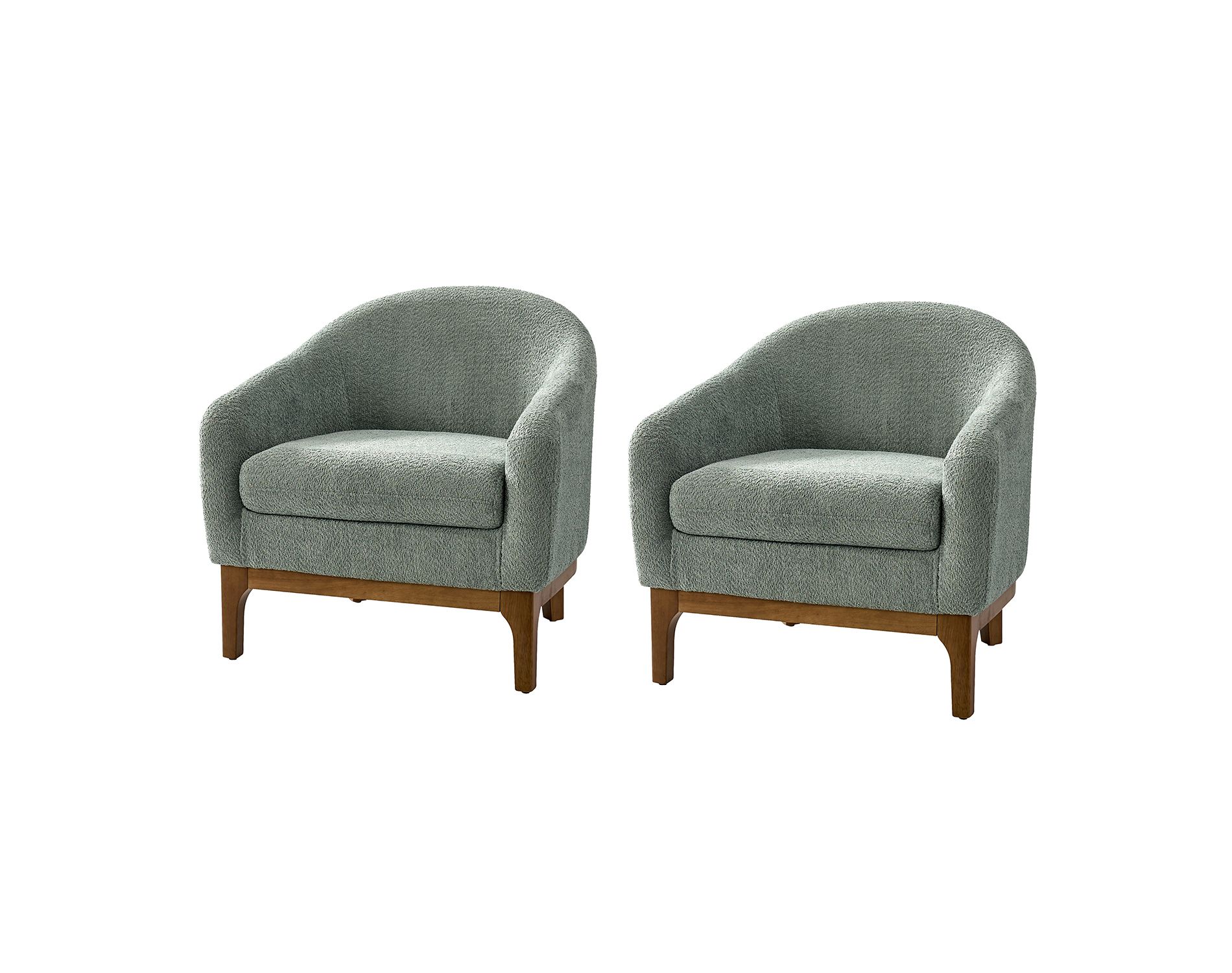 Kiian Boucle Armchair Chair Set Of 2 with solid wood legs| HULALA HOME-SAGE