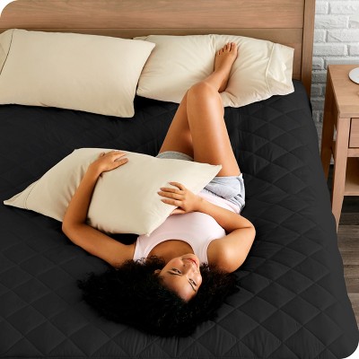 Black Twin XL Quilted Hypoallergenic Down Alternative Mattress Pad