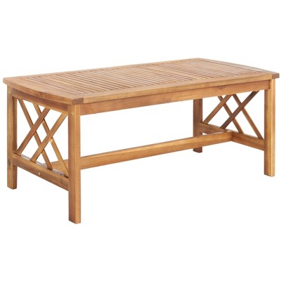 Fontana Natural Acacia Wood 4-Piece Patio Set with Green Cushions