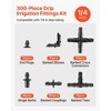 VEVOR  Drip Irrigation Fittings Kit for 1/4" Tubing, 300 Pcs Drip Irrigation System Parts, Tees, Straight Barb, 4 Way Coupling, Elbows, White - 3 of 4