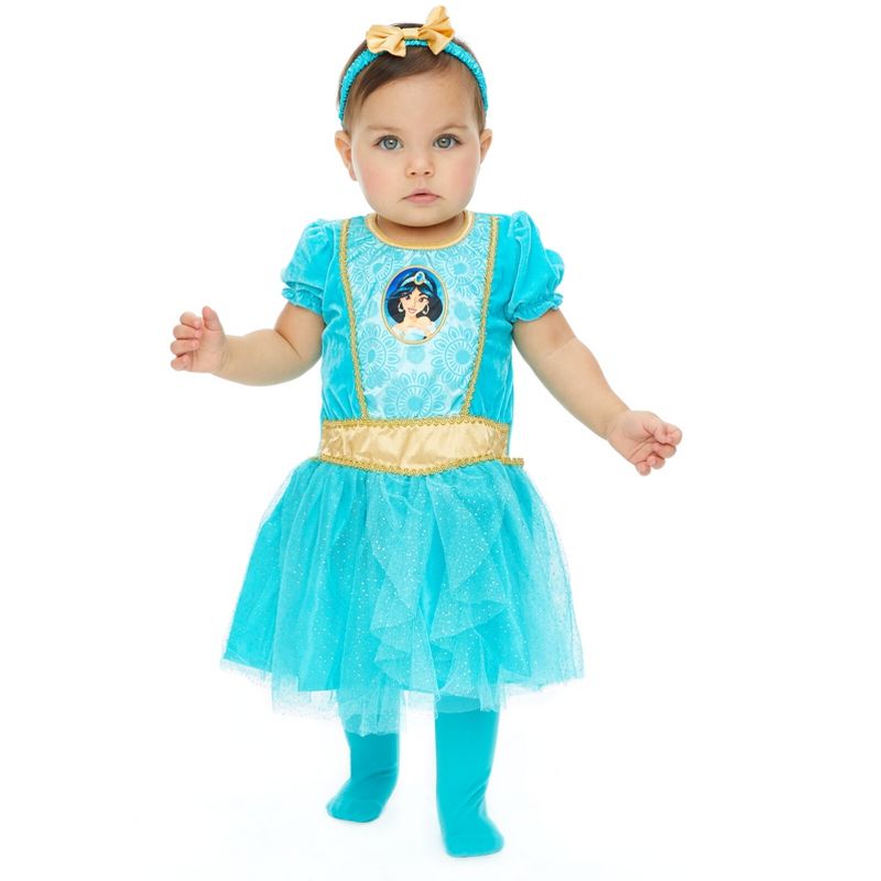 Disney Princess Jasmine Girls Cosplay Costume Dress Tights and Headband 3 Piece Set Toddler , 2 of 9