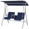 Resenkos 2-Seater Swing With Canopy & Table, Patio Garden Swing, Poolside Backyard Relaxation, Gray - 2 of 4