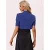 INSPIRE CHIC Women's Cropped Open Front Ruched Short Sleeve Bolero Shrugs - 3 of 4