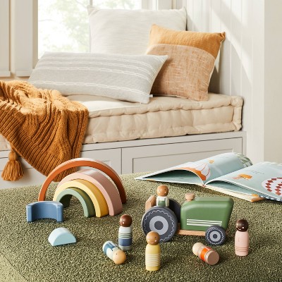 Colorful Wooden Toy Pal People Figurine Set, 6-Piece