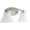 Progress Lighting Bravo Collection 2-Light Bath Wall Light in Brushed Nickel with Etched Glass Shades - 3 of 3