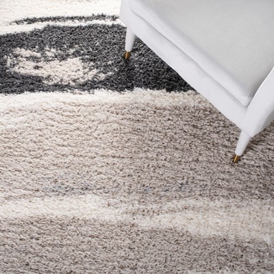 Fontana Ivory and Gray Shag Area Rug 2' x 3'