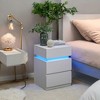Nightstand with LED Lights, Bedside Table with Adjustable Light Colors, Modern Style Side Table featuring 3 Drawers, 13.8 x 15.7 x 21.7 Inches - 4 of 4