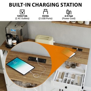 Jojoka 51" Large Buffet Cabinet with Storage, Coffee Bar with Charging Station, 3 Drawers & Doors, , Kitchen Storage Cabinet, Modern Farmhouse - 1 of 4