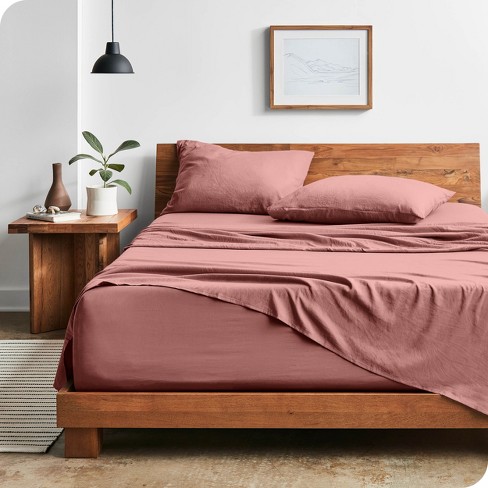 Bare Home | Organic Cotton Percale Sheet Set Split King / Dusty Rose