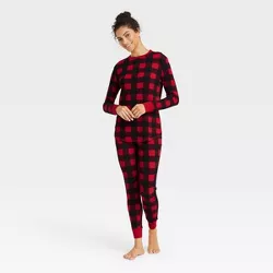 Women's Thermal Pajama Set - Stars Above™ Plaid Red XXL