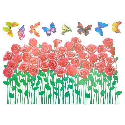 Slickblue Rosebush & Butterflies Large Vinyl Wall Art Decal 20.1"x30.7" – Quick and Easy Home Decor Transformation