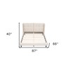 HomeRoots Beige Tufted Upholstered Queen Bed Frame With LED Lighting And USB - 3 of 4