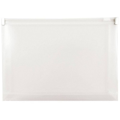 JAM Paper 5 1/4'' x 8'' 12pk Plastic Envelopes with Zip Closure, Booklet - Clear