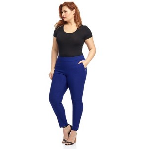 Rekucci Curvy Woman Ease into Comfort Skinny Pants with Tummy Control | Pull-On Stretch Work Pants - Sapphire, 24 Short - 1 of 3