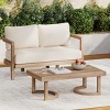 2-Piece Modern Deep Seating Acacia Wood Patio Conversation Set with Cushions, Outdoor Seating Sets for Small Deck or Porch - The Pop Home - 3 of 4