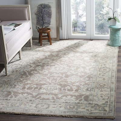 Hand-Knotted Beige and Gray Wool 6' x 9' Area Rug