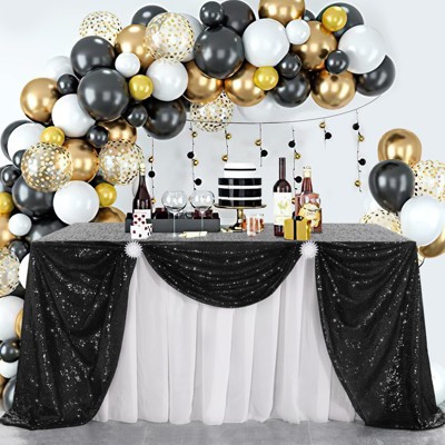 Wikineon Black Sequin Table Overlay 50x50 inch Square Sequin Tablecloth Halloween Sparkle Glitz Tablecloth Popular Sequin Decoration Tableclcoth