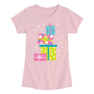 Girls' - Instant Message - Colorful Presents Fitted Short Sleeve Graphic T-Shirt