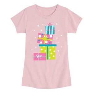 Girls' - Instant Message - Colorful Presents Fitted Short Sleeve Graphic T-Shirt - 1 of 4