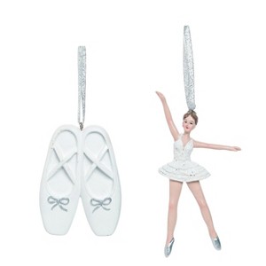 Transpac Resin 4.25 in. White Christmas Ballerina and Slippers Ornaments Set of 2 - 1 of 2