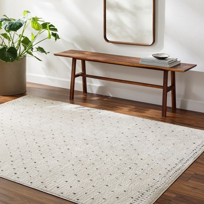Monisha Ivory and Black High Pile Woven Area Rug