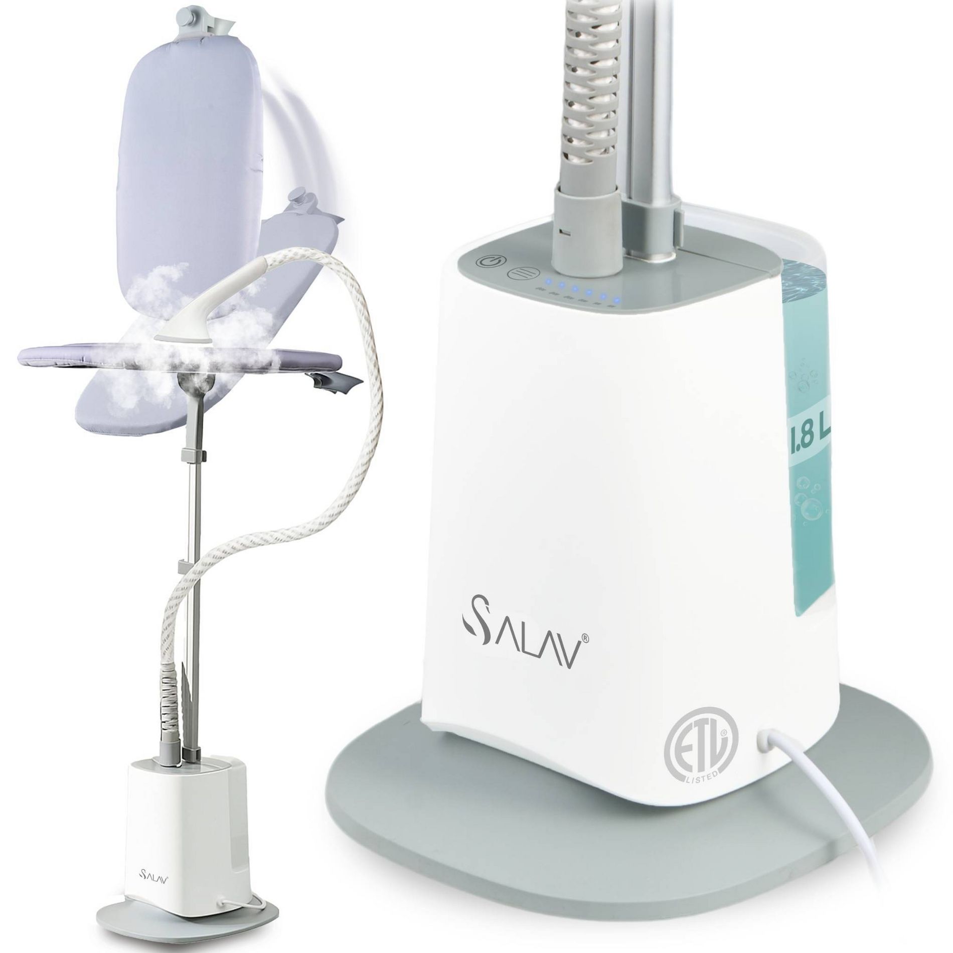SALAV Complete Garment Steamer with Smart Automatic Shut-Off Pivoting Ironing Board
