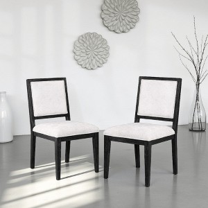 Royal Hampton Dining Side Chair Set of 2, Farmhouse Legs, Black Rubberwood - 1 of 4