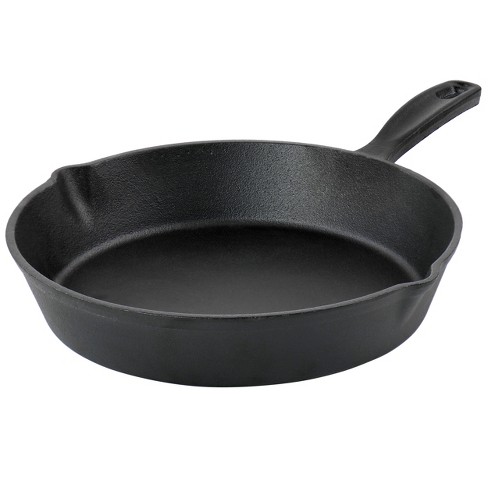 Oster Castaway 10 Inch Round Cast Iron Frying Pan with Pouring Spouts