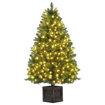 Homhougo 4.5ft Flocked Artificial Christmas Tree with Full Branch Design, Ideal for Holiday Living Room or Office Displays