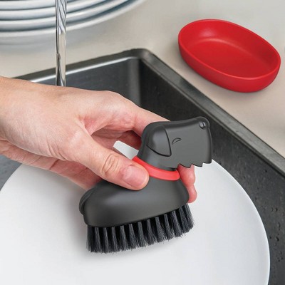 Ototo Holiday Gift Plastic Oscar Dog Dish Brush Kitchen Scrub