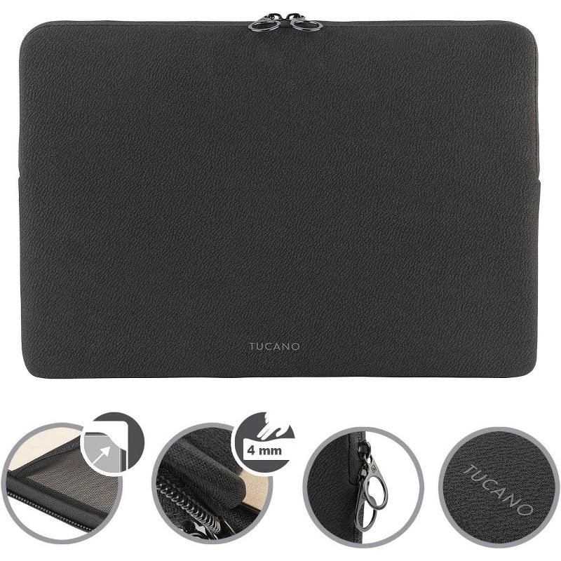 Tucano Crespo Sleeve case for Laptop 12"/MacBook Air or Pro 13"/ChromeBook 11.6" in Neoprene, Anti Slip System Against Accidental Drops Black, 2 of 8