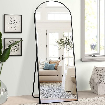 DOMETOUR Black/Gold Metal Arch Stand Full Length Mirror