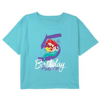 Girl's The Little Mermaid 5th Birthday Princess Crop T-Shirt