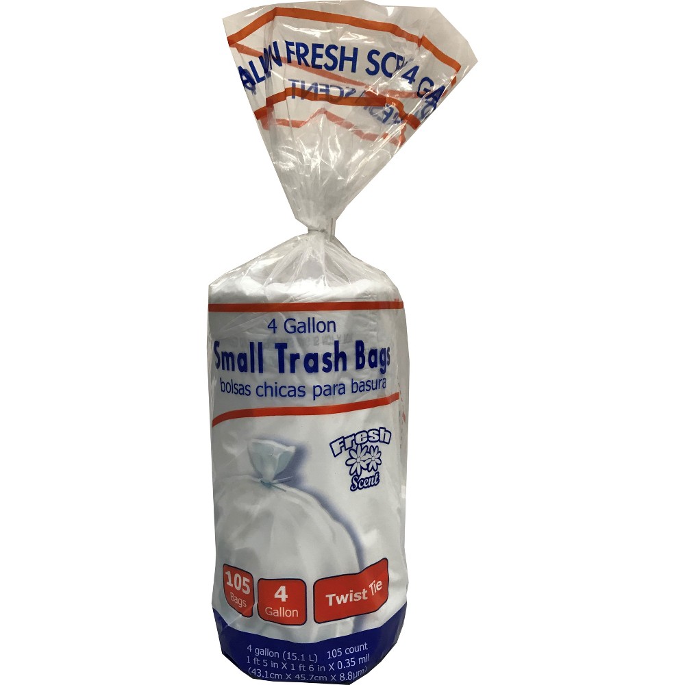 Twist Tie Fresh Scented Small Trash Bags - 4 Gallon - 105ct - up & up