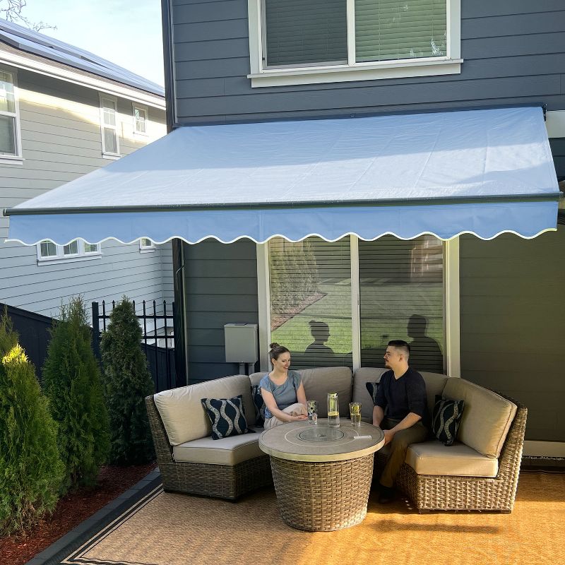 ALEKO 12 x 10 feet Retractable Black Frame Home Patio Canopy Awning 12'x10', 1 of 12