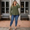 Women's Plus Size Long Sleeve V Neck Loose Fashion Buttons Tunic Blouse - Agnes Orinda - 3 of 4