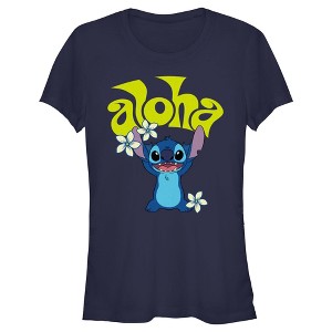 Junior's Women Lilo & Stitch Aloha Wavy Text T-Shirt - 1 of 4