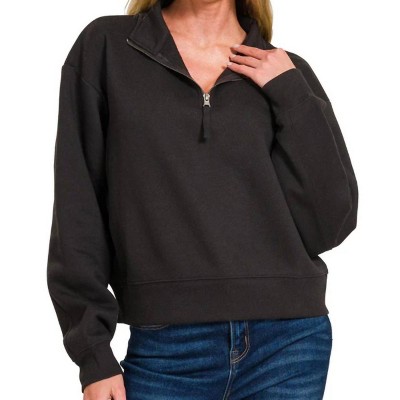 Women's Half Zip Fleece Sweatshirt - ZENANA